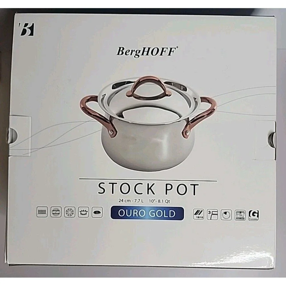 BergHOFF Covered Stock Pot Ouro Gold Stainless Steel 10